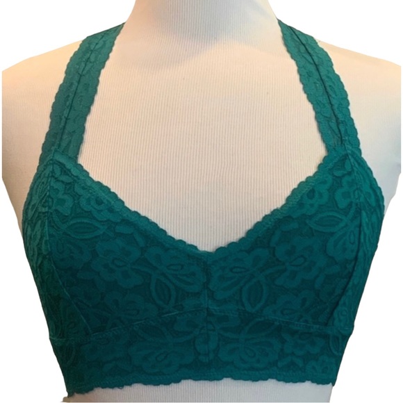 People Galloon Lace Racerback Bralette XS Small Wireless Soft Green - Picture 5 of 8
